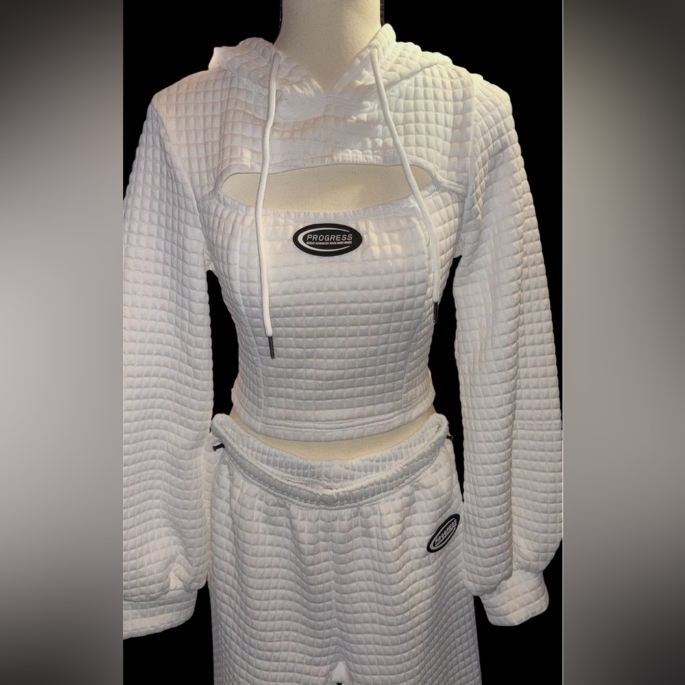 White Textured Women's Jumpsuit